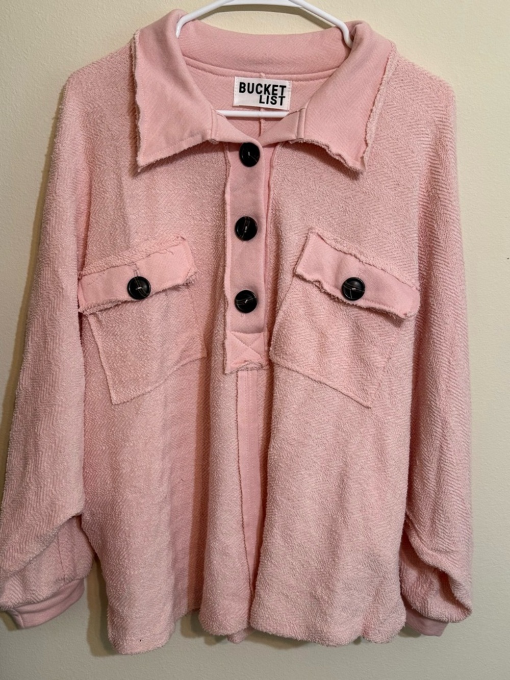 BUCKETLIST Pale Pink Terry Knit Top size Medium